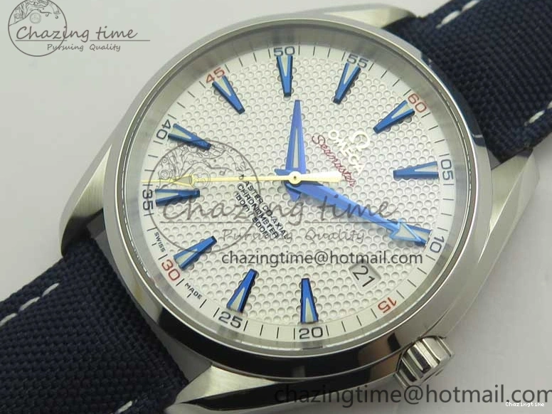 0220 EasyCare Aqua Terra Master Ryder Cup Edition VSF 1:1 Best Edition White Textured Dial on Blue Nylon Strap A8500 Super Clone 8016